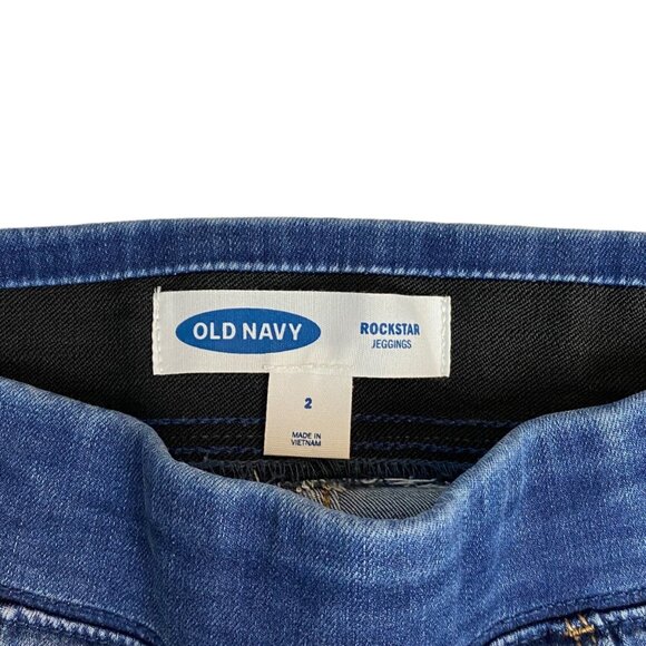 Old Navy Rockstar Jeans Jeggings Pull On Medium Wash Blue Denim Stretch 2 - Picture 4 of 5